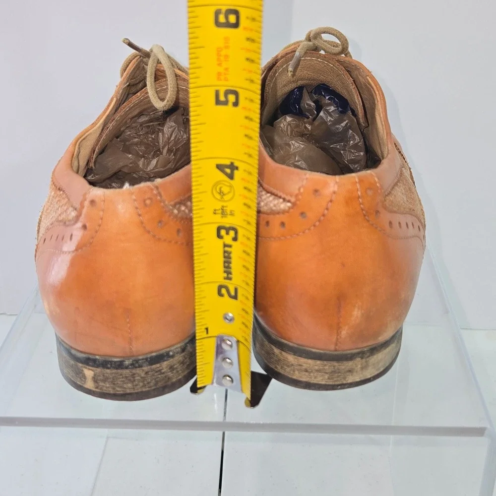 MIXX Bayard Men 43 Tan Leather Woven Wingtip Brogue Oxford Dress Shoes AC612